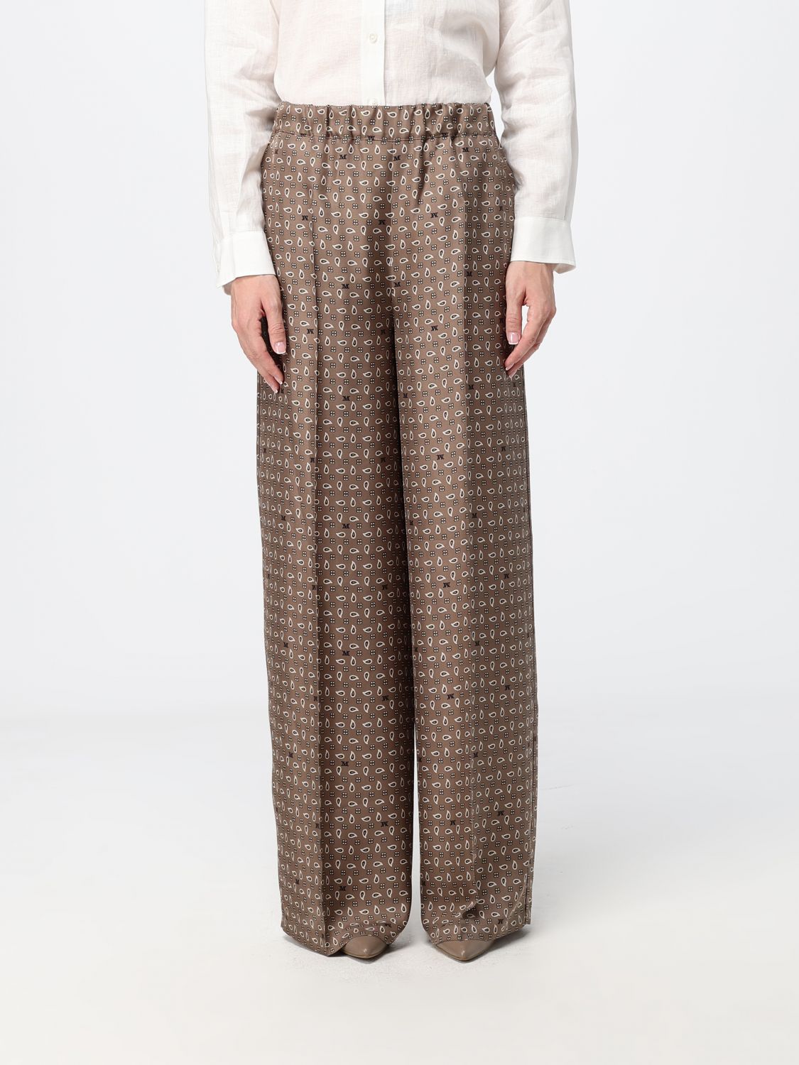 Max Mara Women Max Mara Vischio Silk Palazzo Trousers With Paisley Print MAX MARA