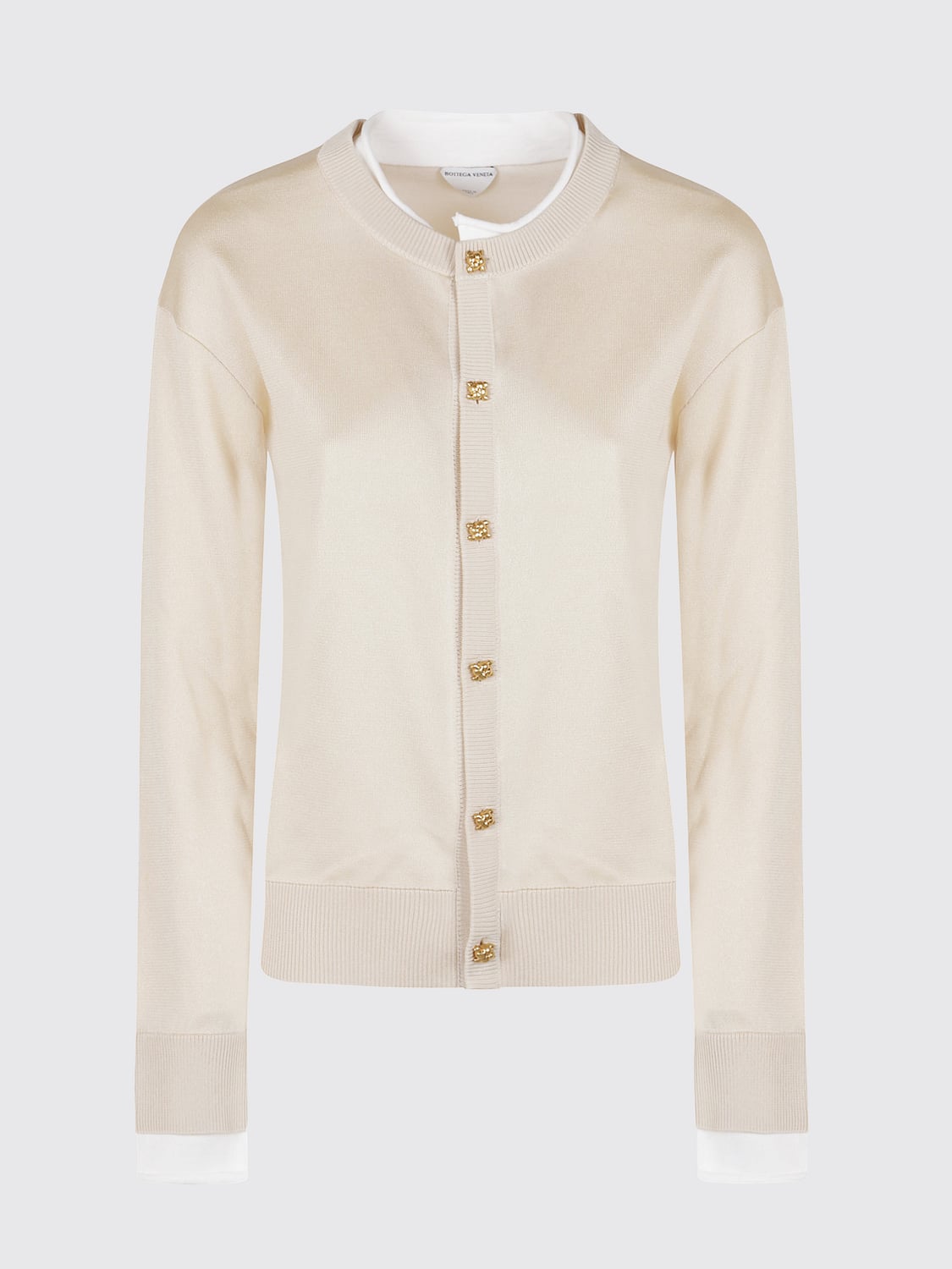 Bottega Veneta Women Bottega Veneta Crewneck 100% Silk Cardigan With Ribbed Trims BOTTEGA VENETA