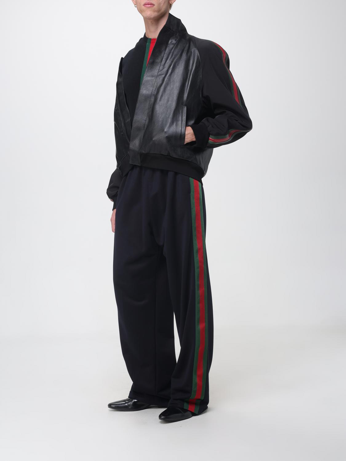 Gucci Men Gucci Slim Fit Striped Cashmere Crewneck Jumper With Web Detail GUCCI