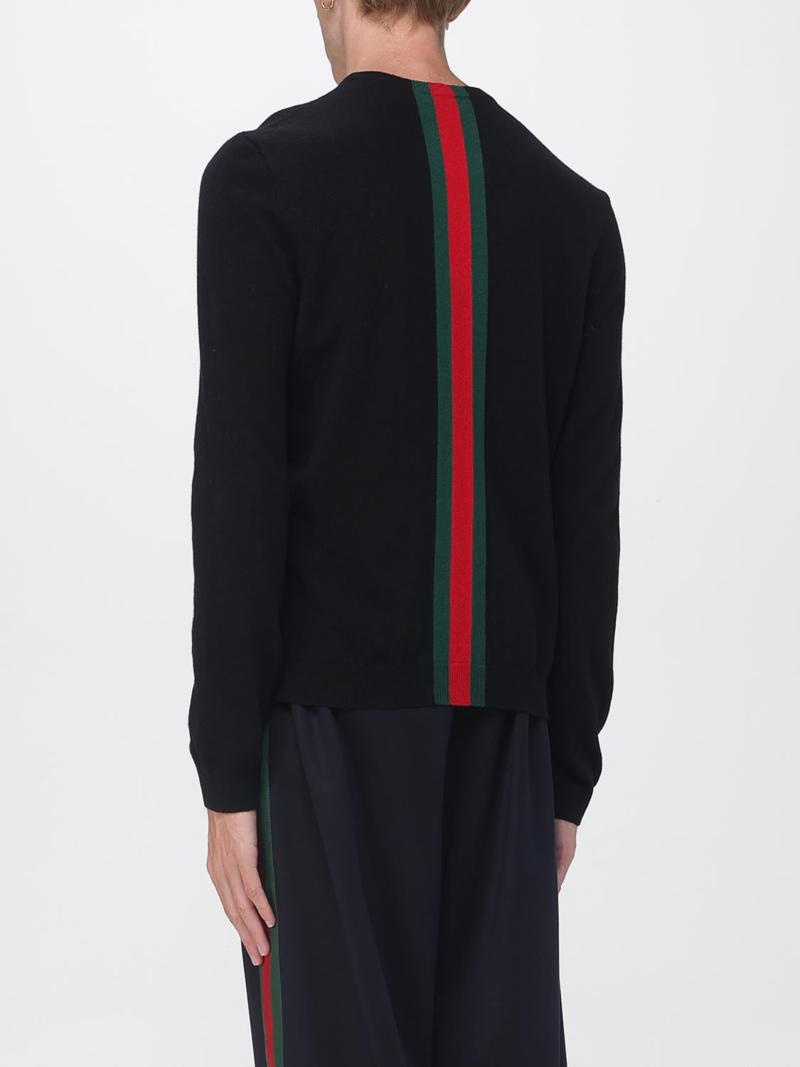 Gucci Men Gucci Slim Fit Striped Cashmere Crewneck Jumper With Web Detail GUCCI