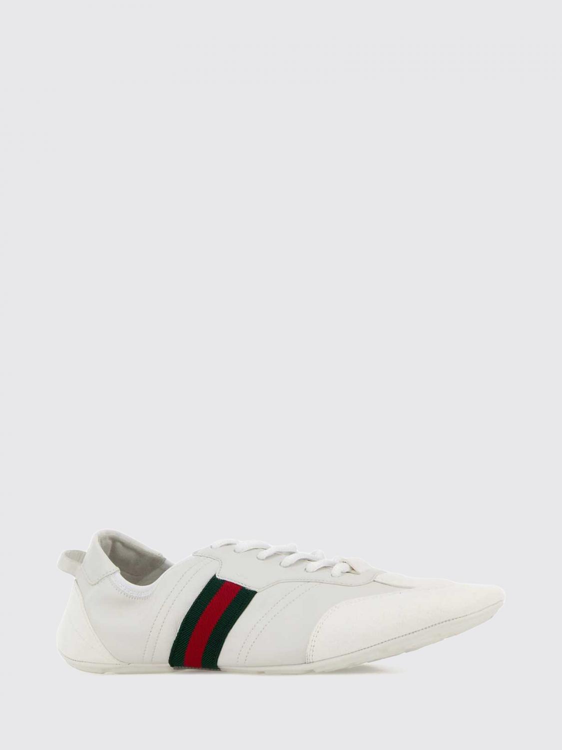 Gucci Men Flex Low-Top Leather And Suede Sneakers Gucci With Web Detail GUCCI