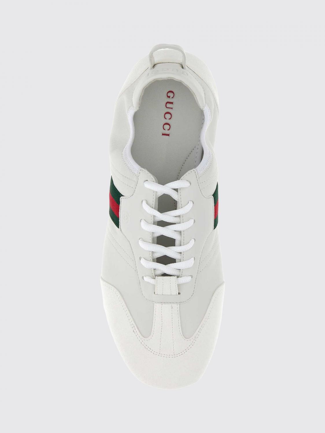 Gucci Men Flex Low-Top Leather And Suede Sneakers Gucci With Web Detail GUCCI