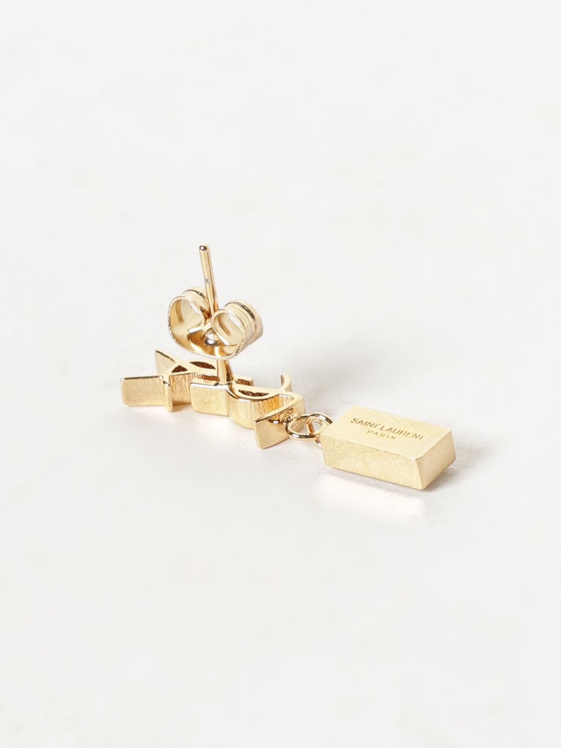 Saint Laurent Women Saint Laurent Cassandre Ysl Monogram Brass Earrings SAINT LAURENT