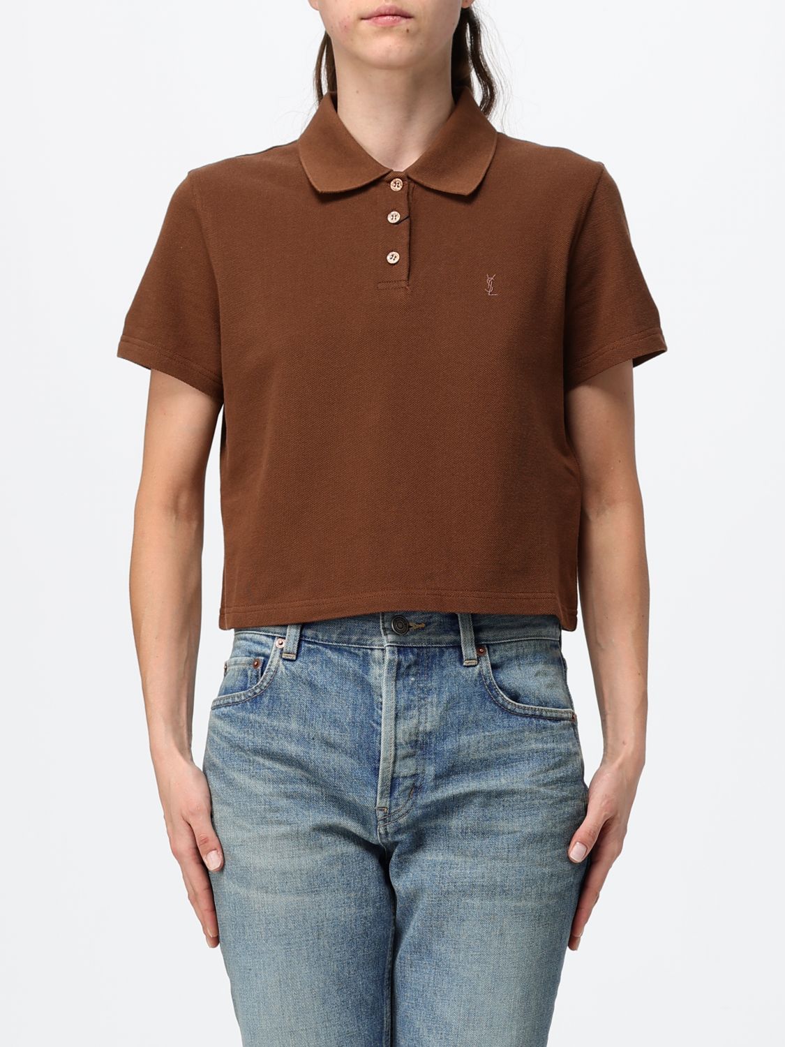 Saint Laurent Polo Shirt Woman Brown SAINT LAURENT