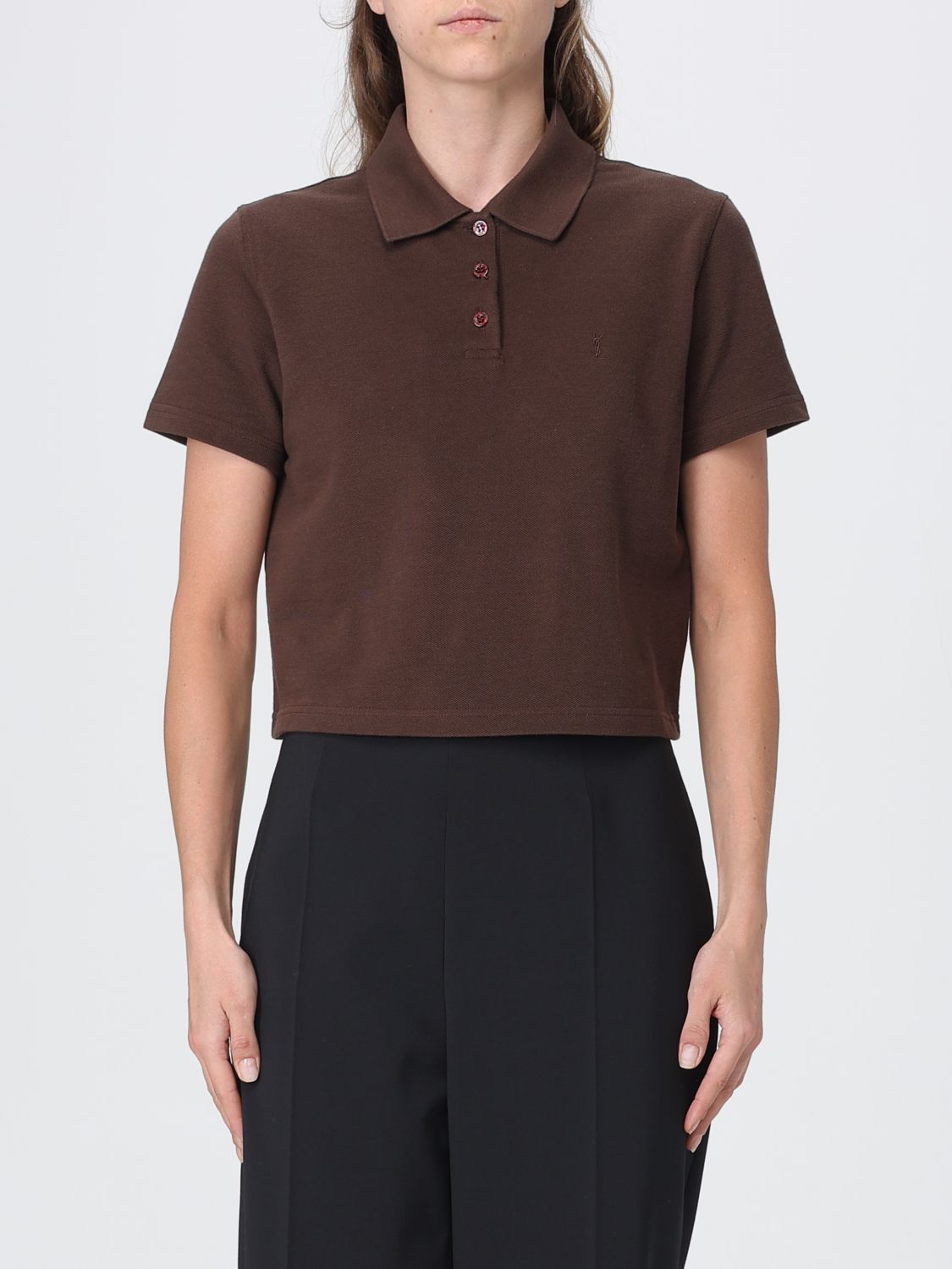 Saint Laurent Cotton Polo Shirt With Embroidered Ysl Monogram SAINT LAURENT