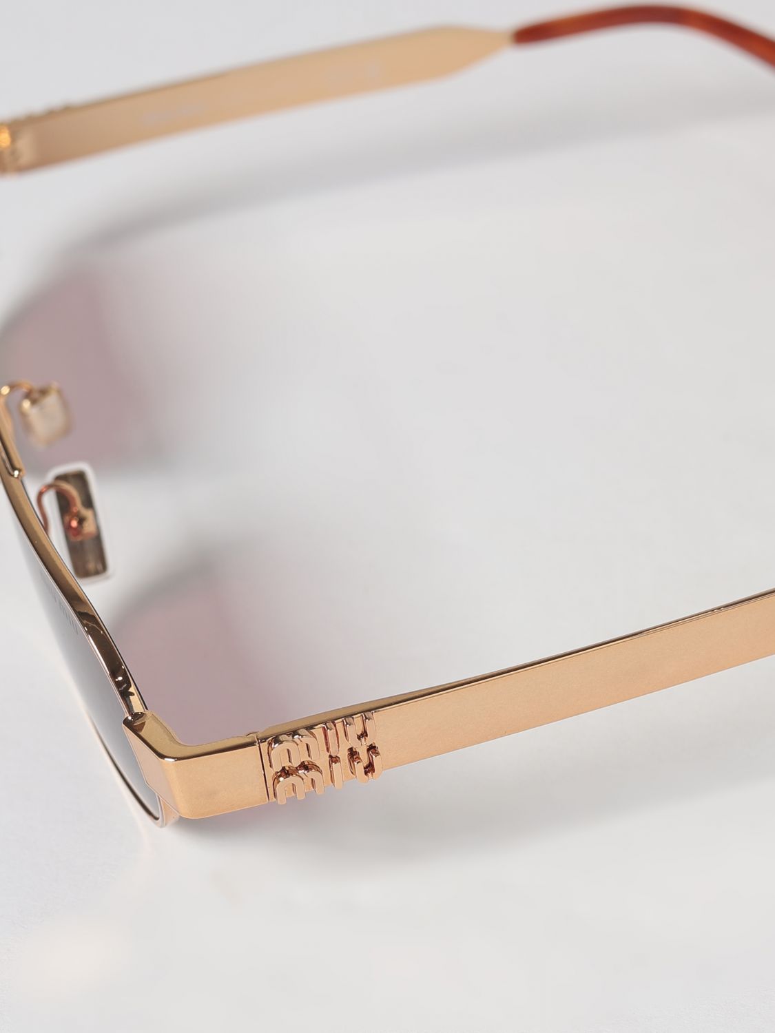 Miu Miu Women Miu Miu Aviator Metal Sunglasses With Double Bridge And Tortoiseshell Temples MIU MIU