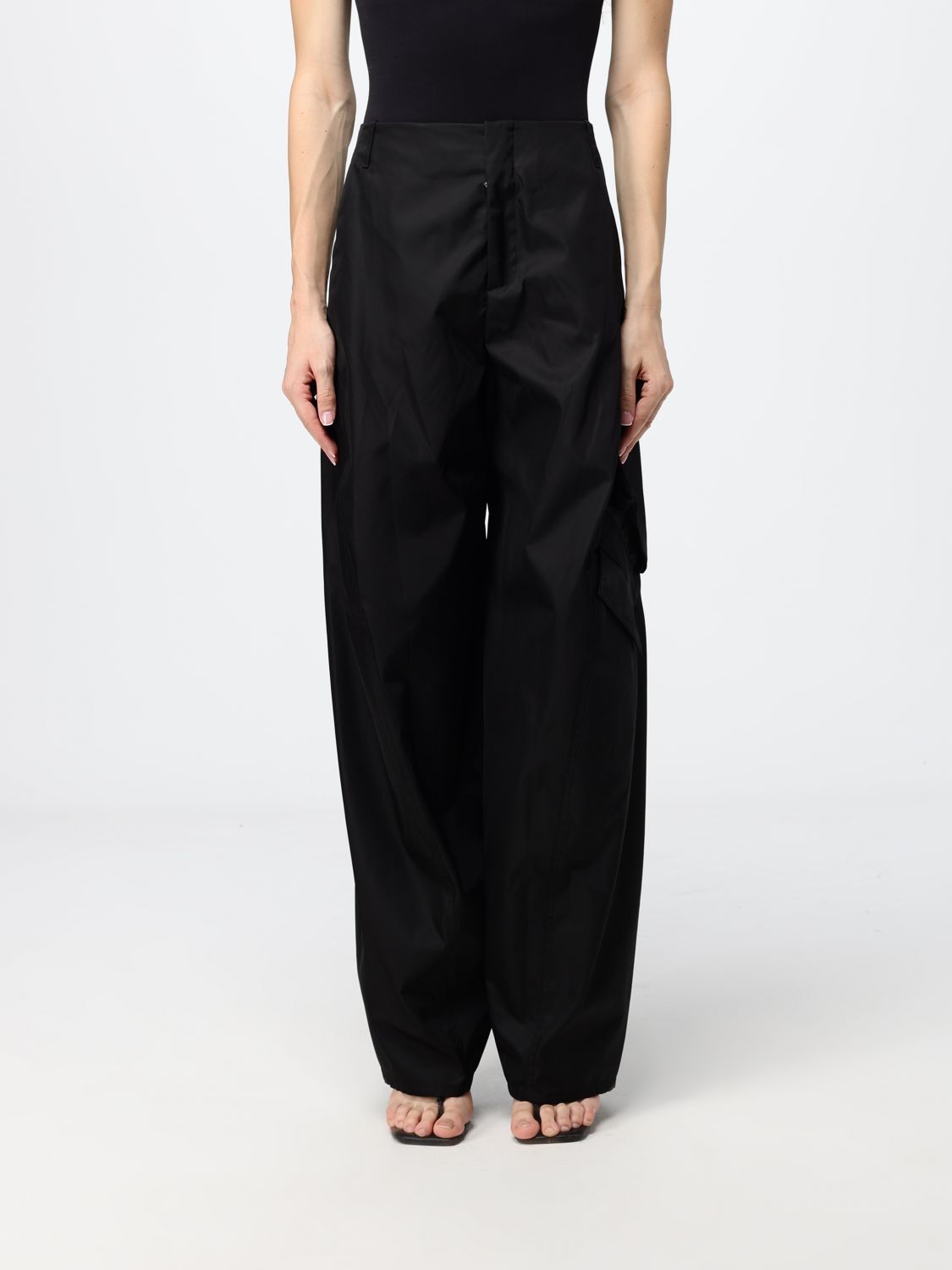 AlaiA Women High-Waisted Wide-Leg Technical Taffeta Cargo Trousers AlaiA ALAIA