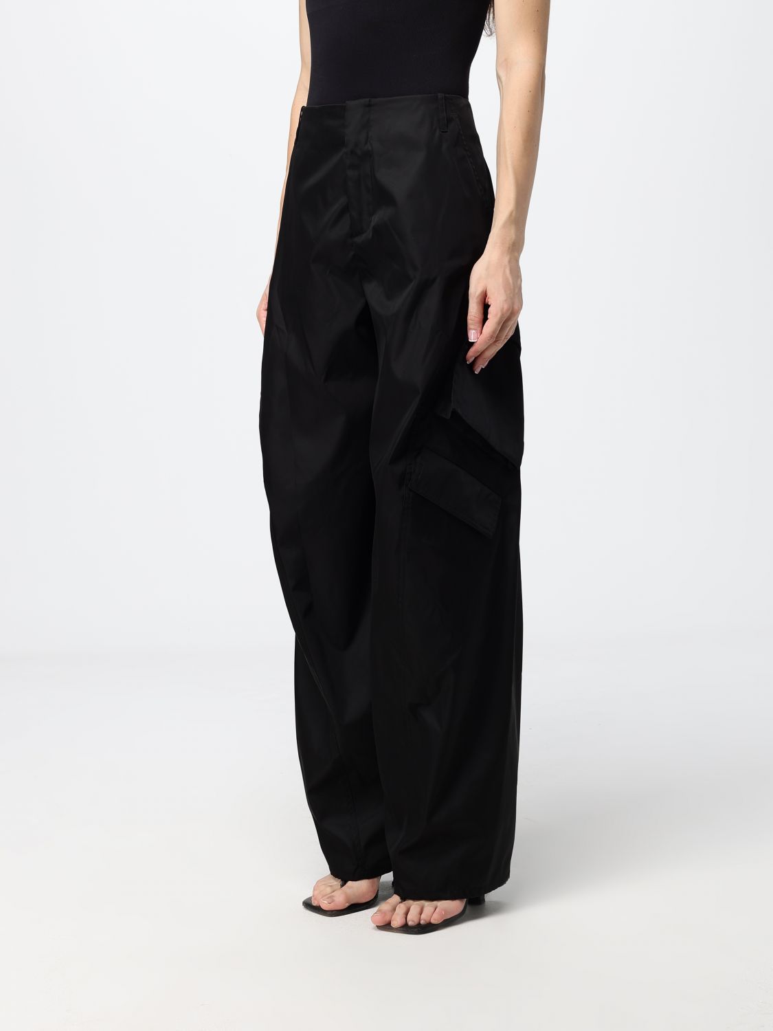 AlaiA Women High-Waisted Wide-Leg Technical Taffeta Cargo Trousers AlaiA ALAIA
