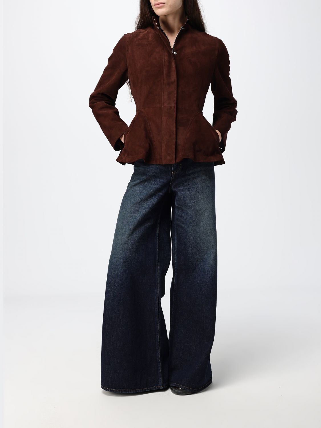 AlaiA Women Alaia High-Waisted Flared Cotton Denim Jeans ALAIA