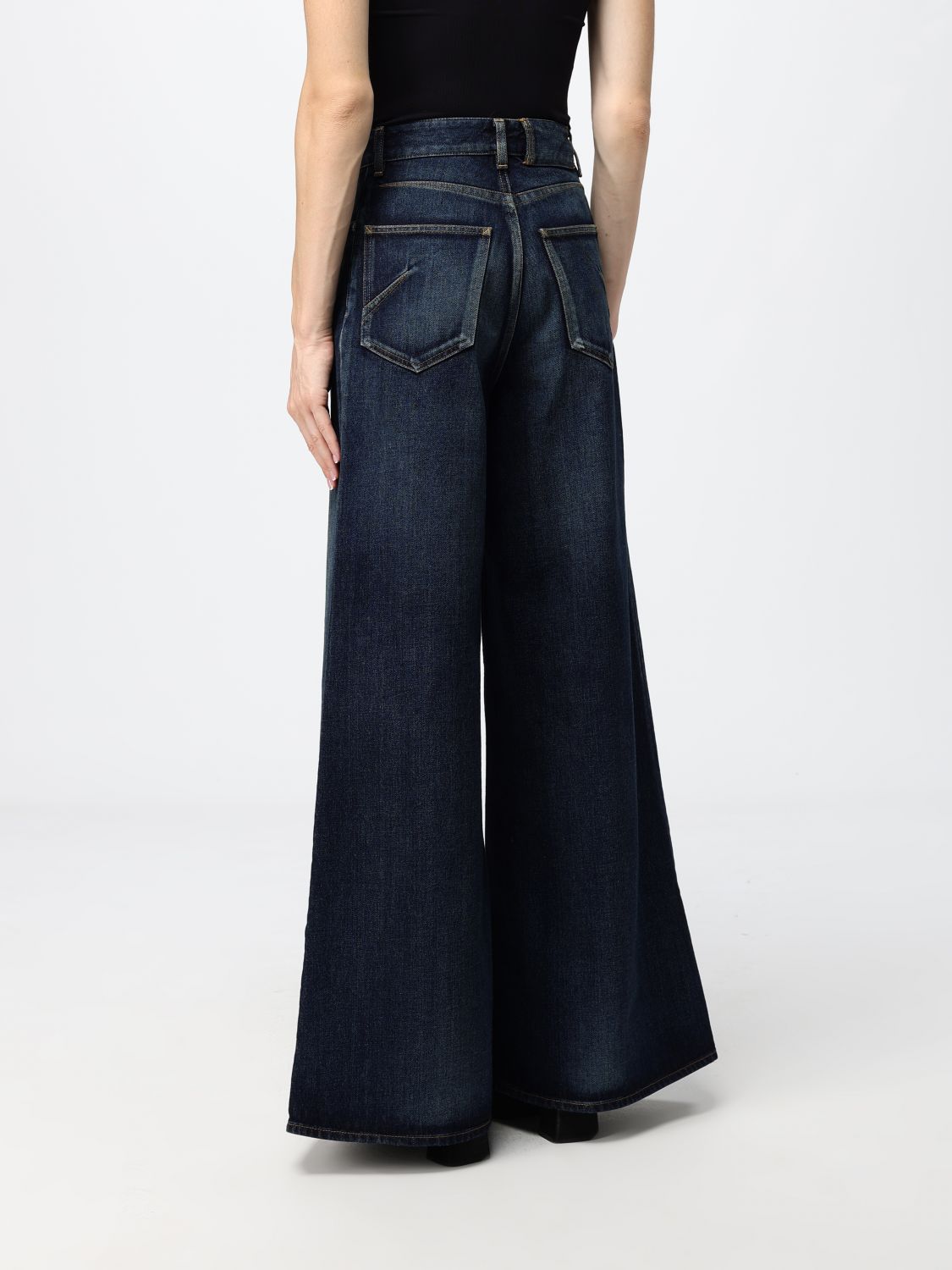 AlaiA Women Alaia High-Waisted Flared Cotton Denim Jeans ALAIA