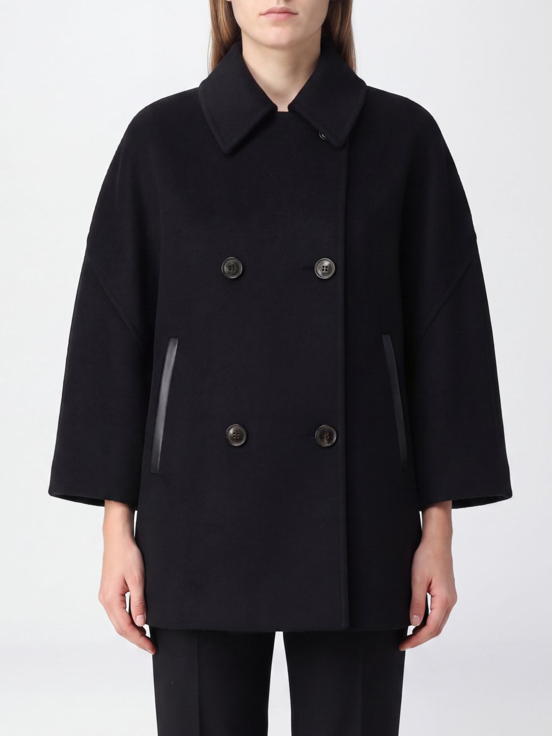Double-Breasted Knee-Length Cashmere Coat Max Mara With Dropped Shoulders MAX MARA
