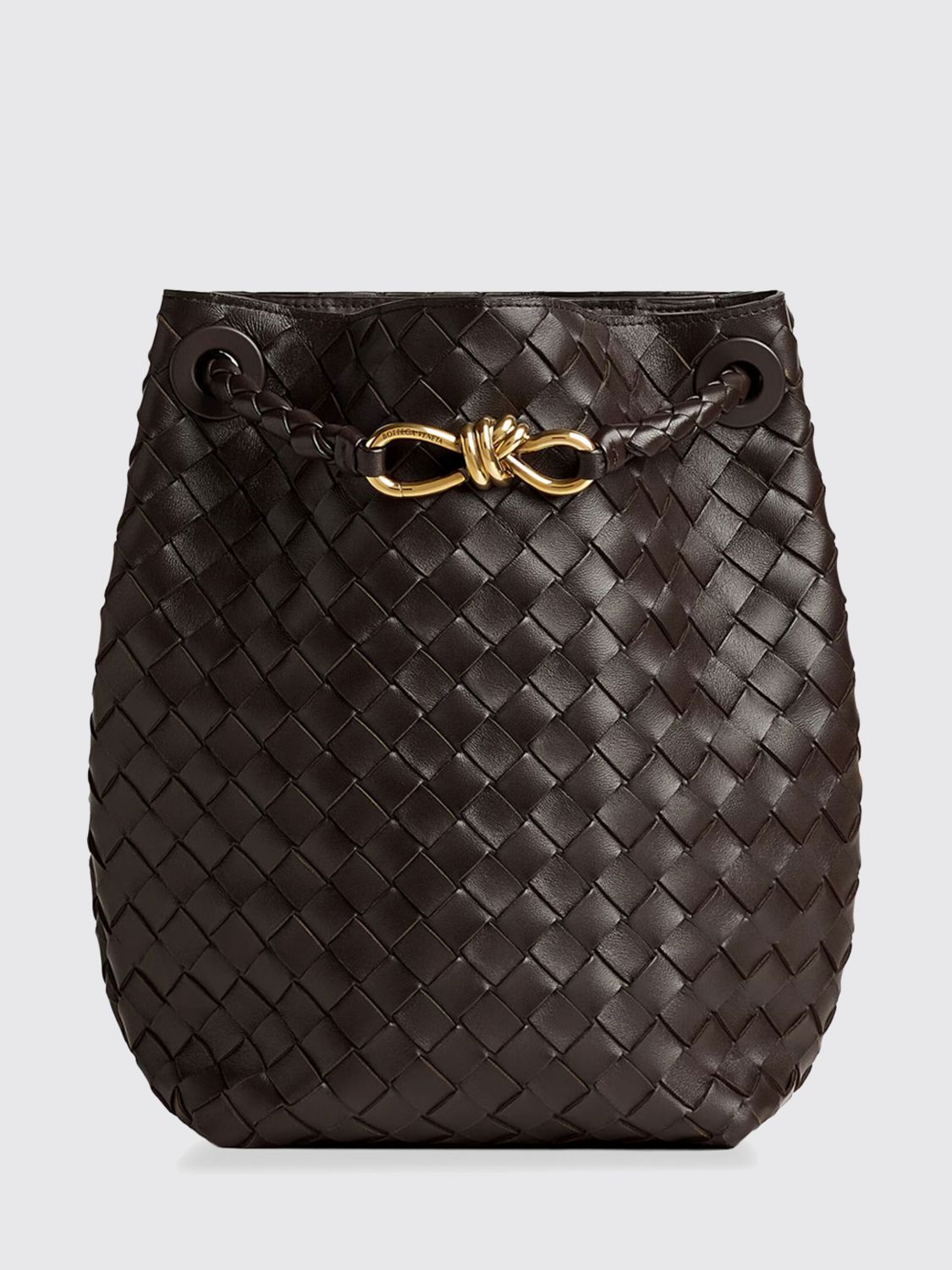Bottega Veneta Women Andiamo Woven Lambskin Bucket Bag Bottega Veneta With Adjustable Strap BOTTEGA VENETA