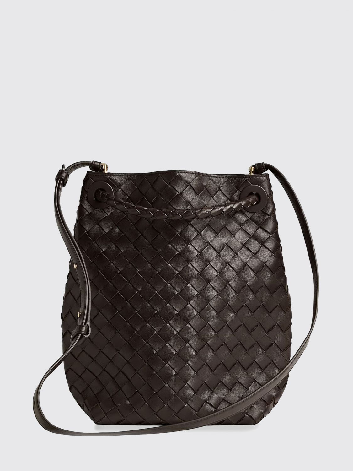 Bottega Veneta Women Andiamo Woven Lambskin Bucket Bag Bottega Veneta With Adjustable Strap BOTTEGA VENETA