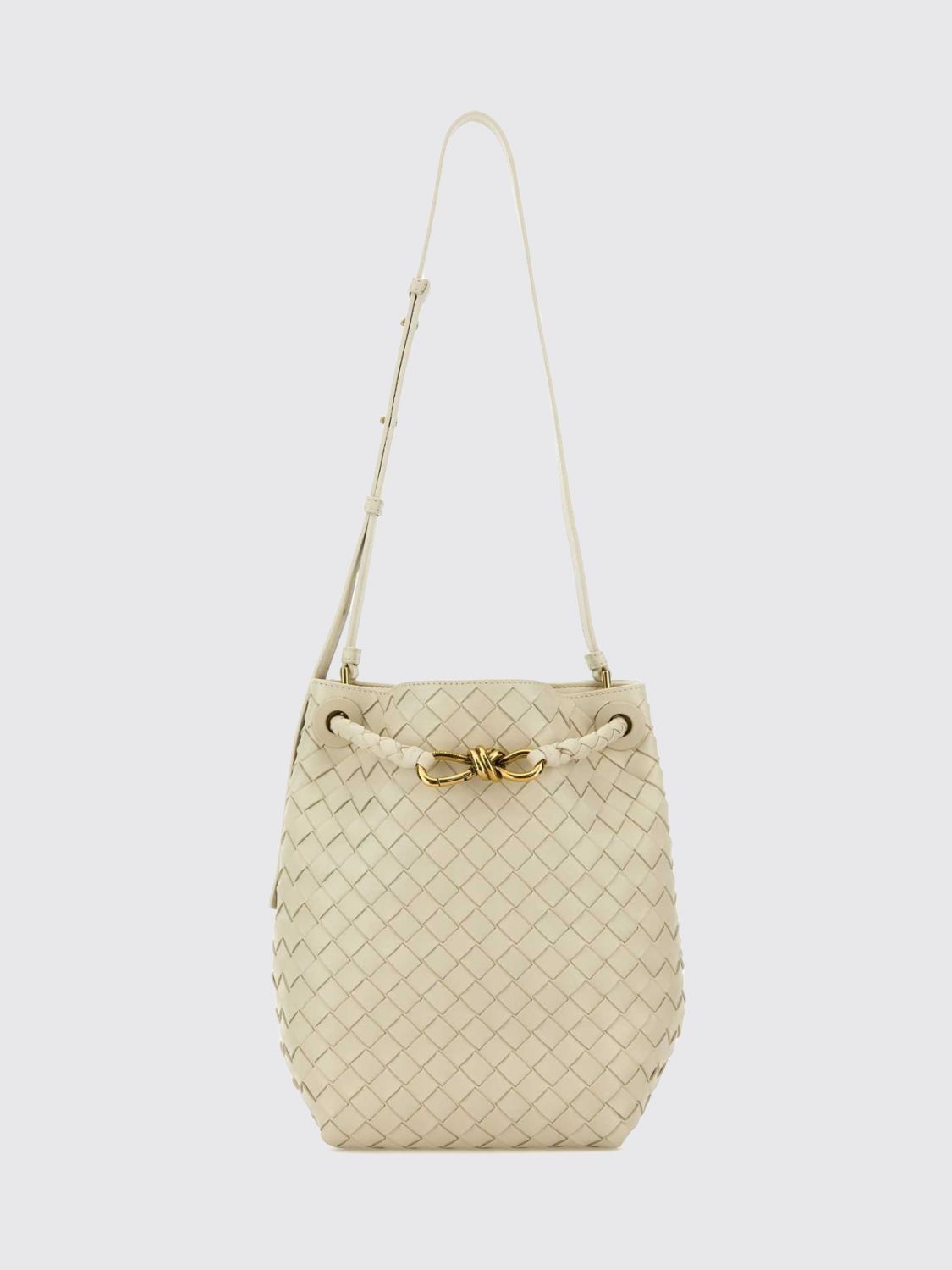 Bottega Veneta Women Andiamo Woven Lambskin Bucket Bag Bottega Veneta With Adjustable Strap BOTTEGA VENETA