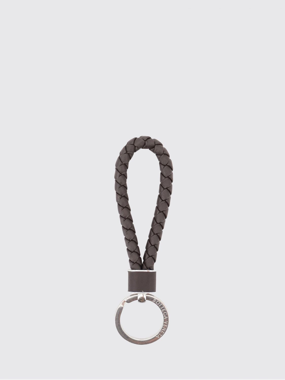 Bottega Veneta Men Bottega Veneta Keychain In Signature Intrecciato Woven Leather With Ring BOTTEGA VENETA