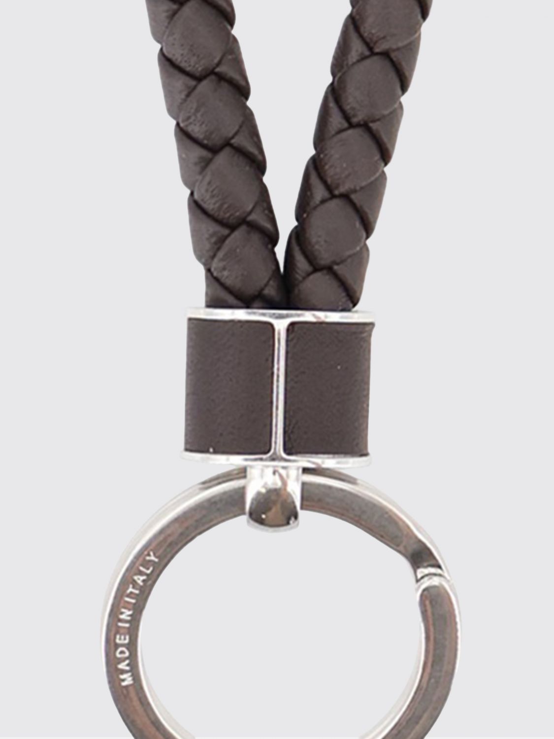 Bottega Veneta Men Bottega Veneta Keychain In Signature Intrecciato Woven Leather With Ring BOTTEGA VENETA