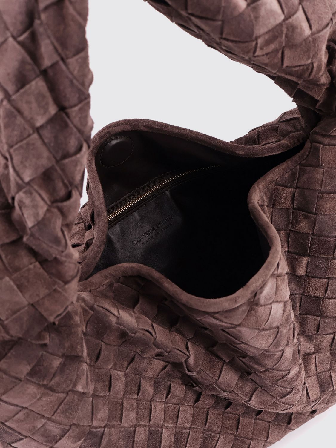 Bottega Veneta Women Hop Suede Shoulder Bag Bottega Veneta With Intrecciato Weave BOTTEGA VENETA