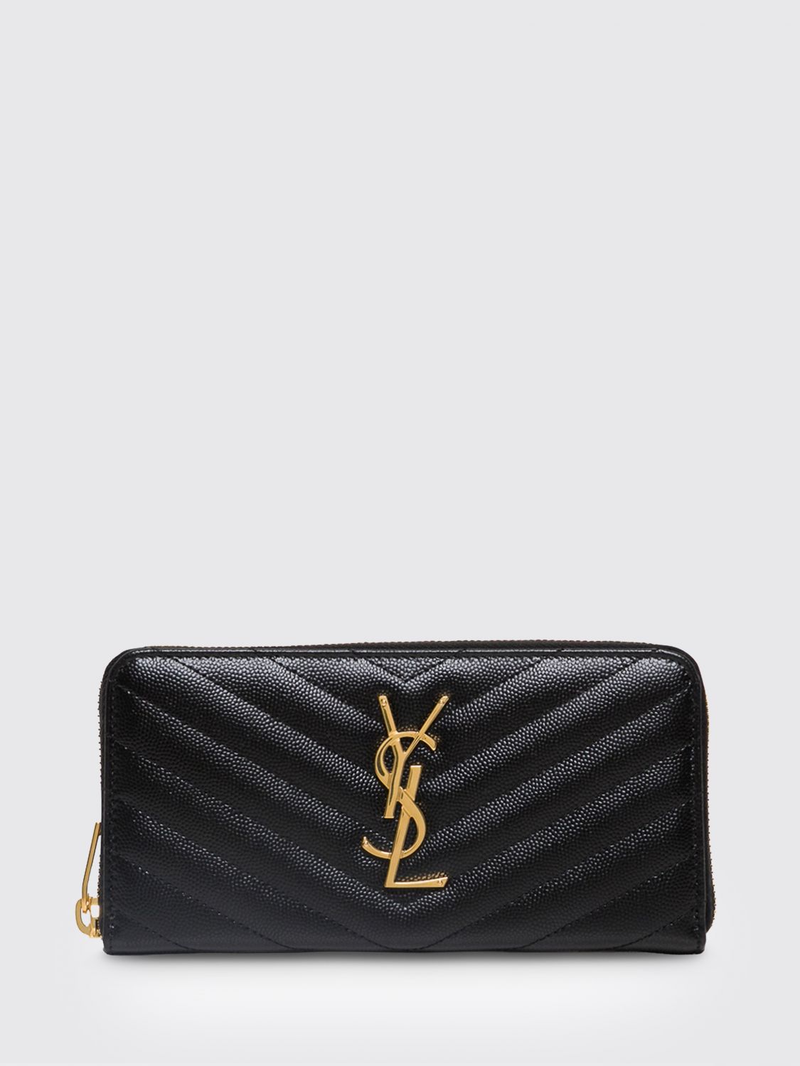 Saint Laurent Women Cassandre Large Zip-Around Wallet Saint Laurent In Grain De Poudre Leather SAINT LAURENT
