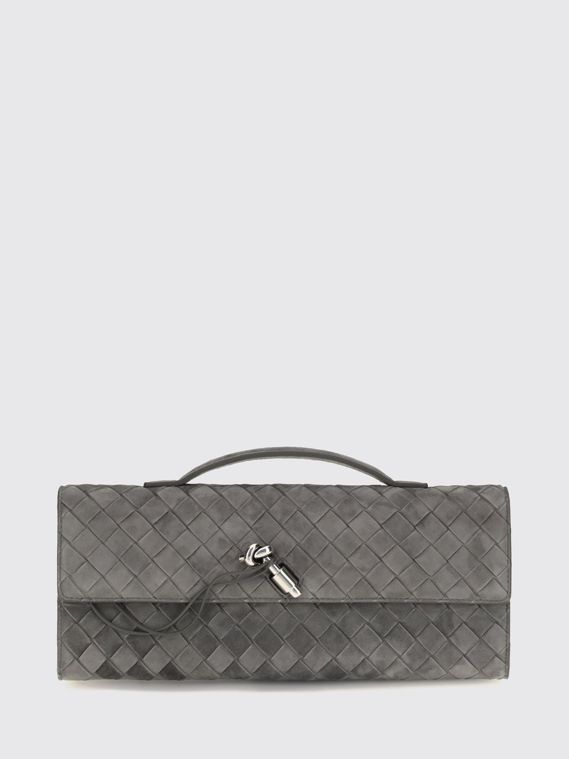 Bottega Veneta Women Andiamo Intrecciato Suede Leather Clutch Bottega Veneta BOTTEGA VENETA
