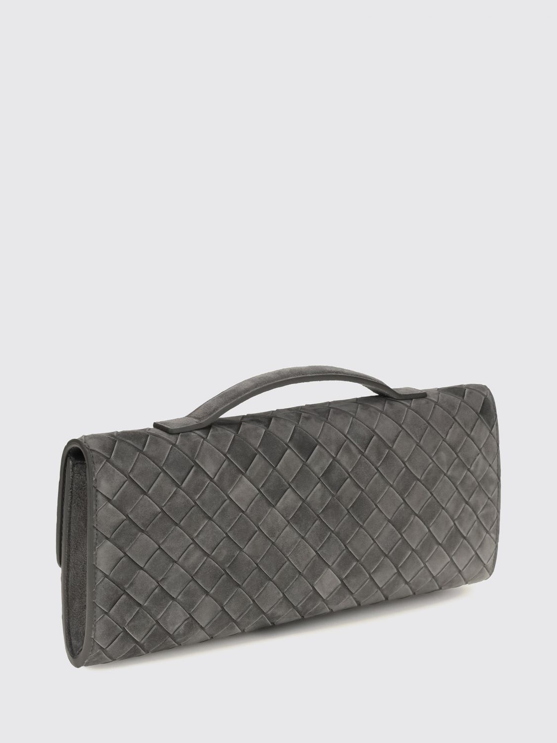Bottega Veneta Women Andiamo Intrecciato Suede Leather Clutch Bottega Veneta BOTTEGA VENETA
