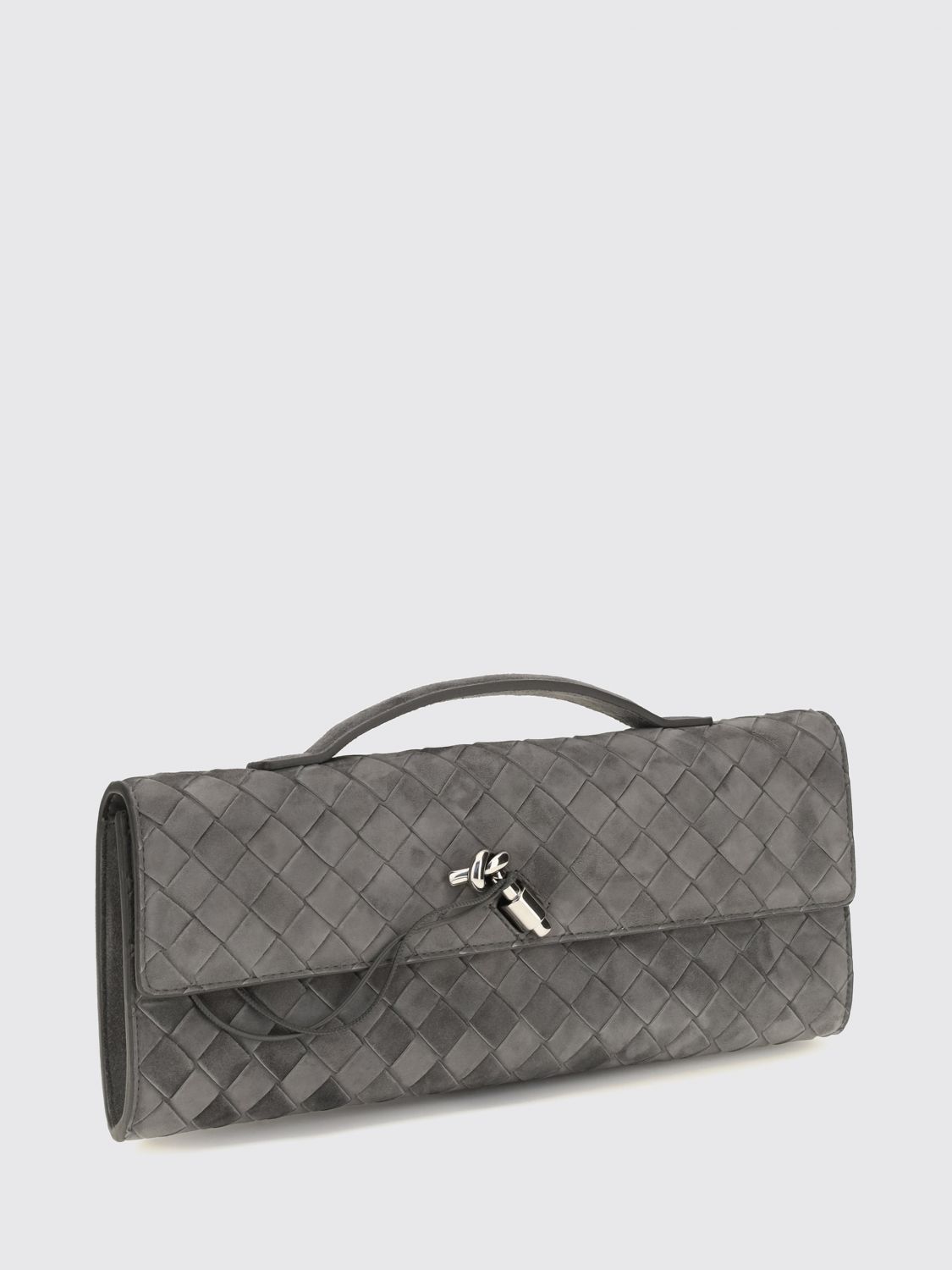 Bottega Veneta Women Andiamo Intrecciato Suede Leather Clutch Bottega Veneta BOTTEGA VENETA