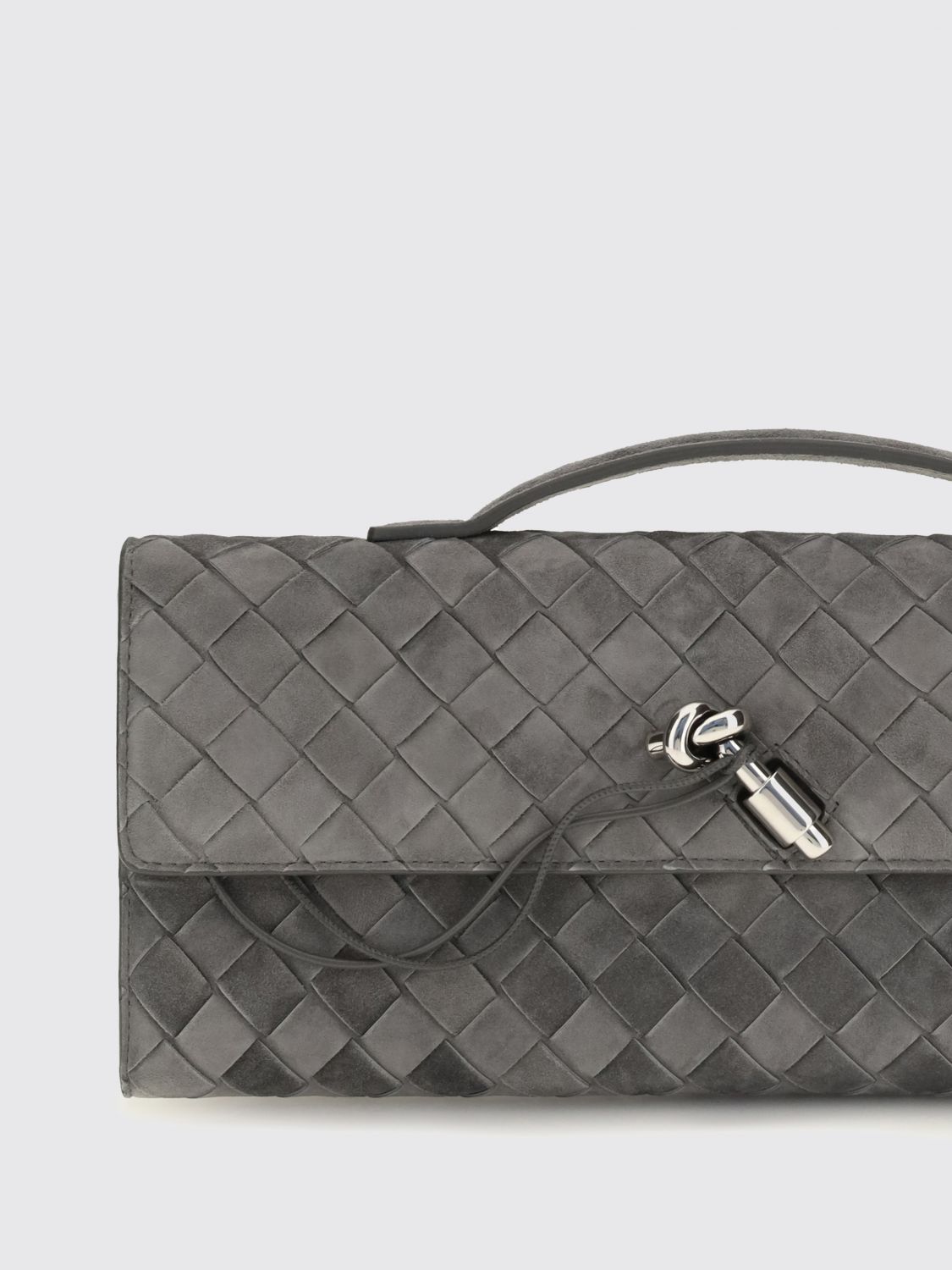 Bottega Veneta Women Andiamo Intrecciato Suede Leather Clutch Bottega Veneta BOTTEGA VENETA