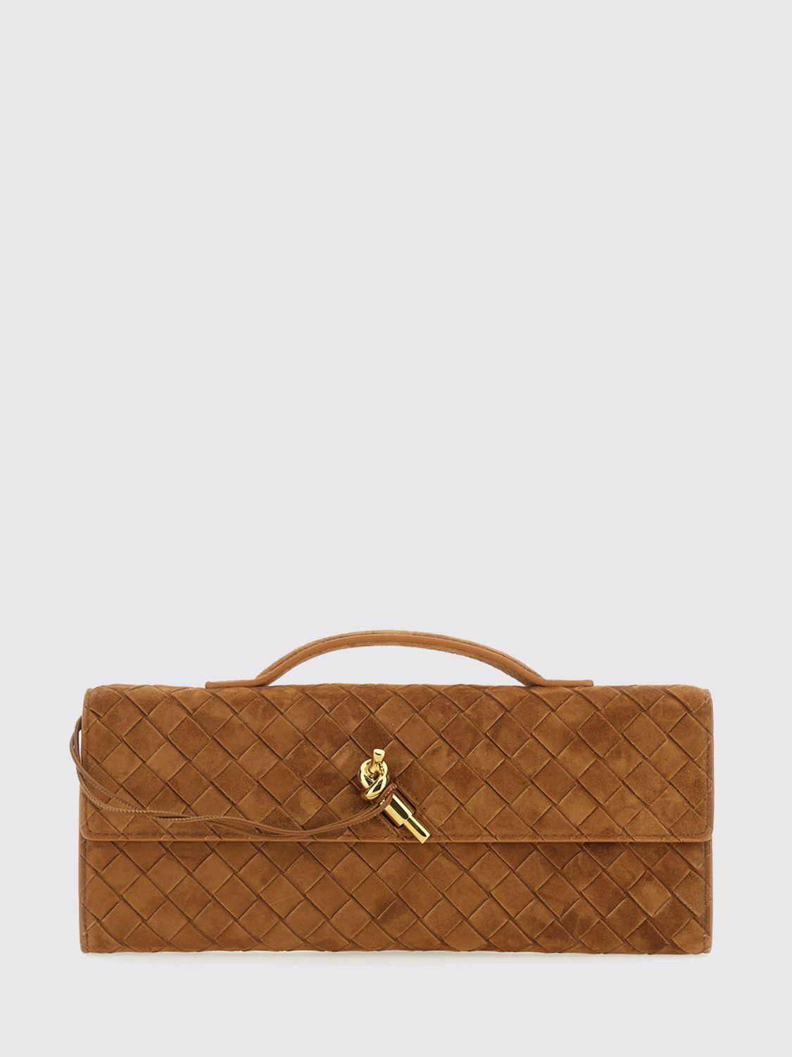 Bottega Veneta Women Andiamo Intrecciato Suede Leather Clutch Bottega Veneta BOTTEGA VENETA