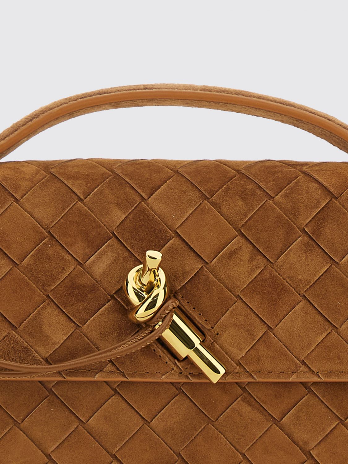 Bottega Veneta Women Andiamo Intrecciato Suede Leather Clutch Bottega Veneta BOTTEGA VENETA
