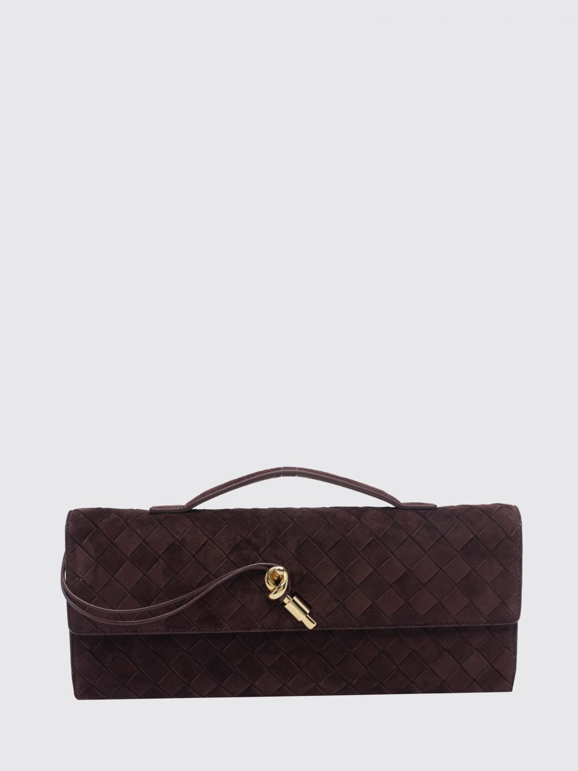 Bottega Veneta Women Andiamo Intrecciato Suede Leather Clutch Bottega Veneta BOTTEGA VENETA