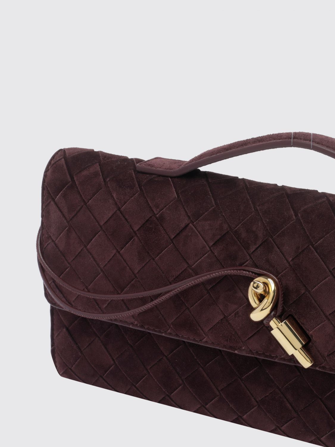 Bottega Veneta Women Andiamo Intrecciato Suede Leather Clutch Bottega Veneta BOTTEGA VENETA