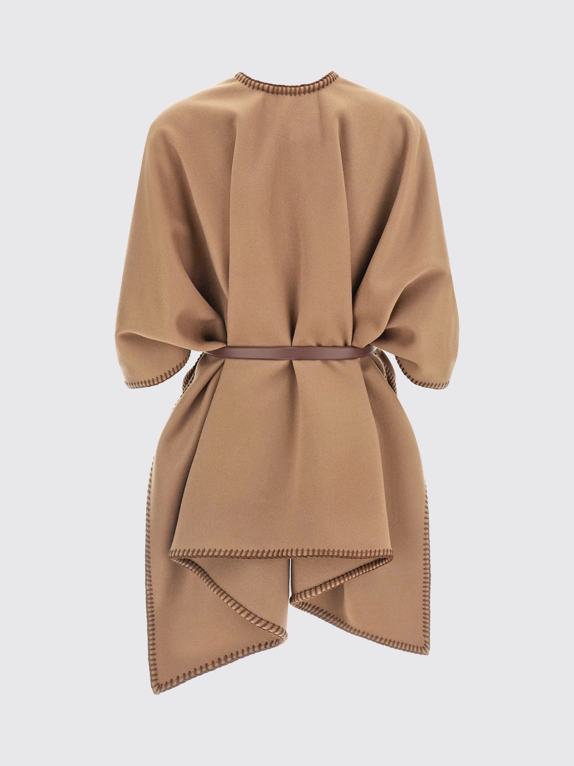 Max Mara Asymmetric Virgin Wool Cape With V-Neck And Adjustable Belt MAX MARA