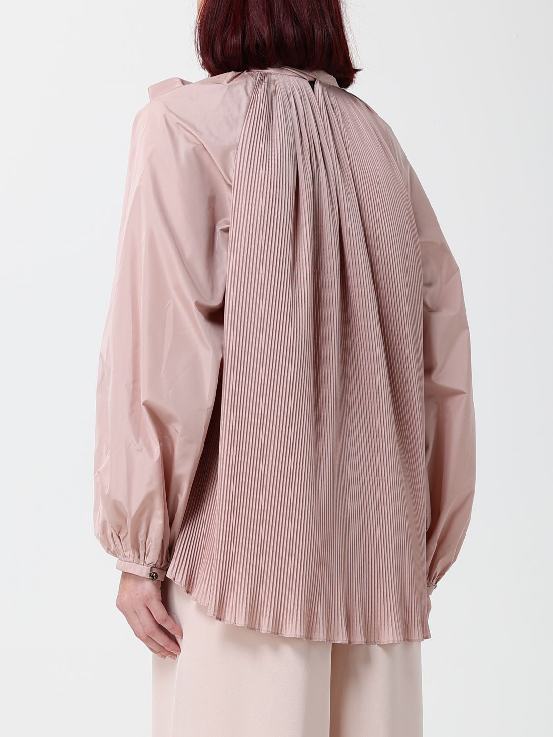 Max Mara Women Max Mara Pleated Silk-Blend Blouse With Scarf-Neck And Long Sleeves MAX MARA