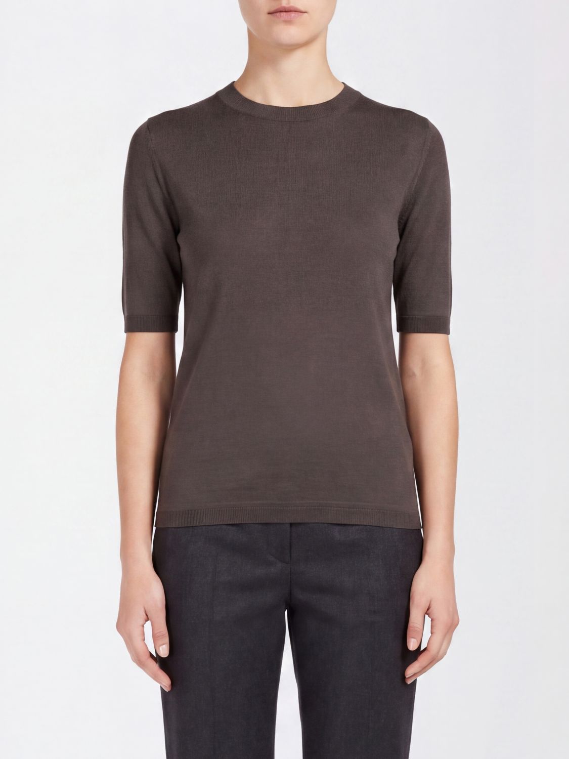 Max Mara Women Short-Sleeved Silk And Cashmere Knit Top Max Mara With Slim Fit MAX MARA