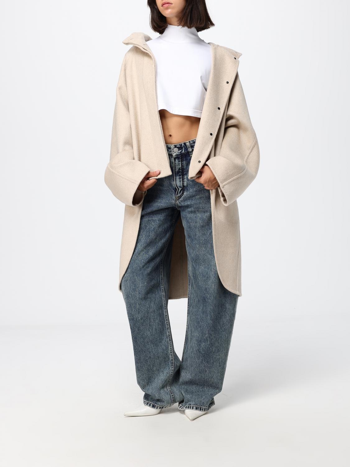 AlaiA Women Oversized Cashmere Cape Alaia With Funnel Neck And Asymmetrical Hem ALAIA