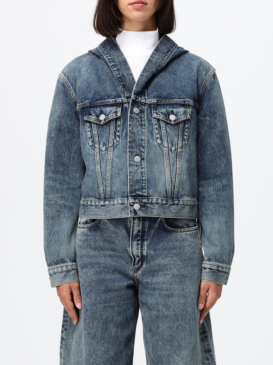 AlaiA Women Cropped Hooded Denim Jacket Alaia In Bleached Denim ALAIA