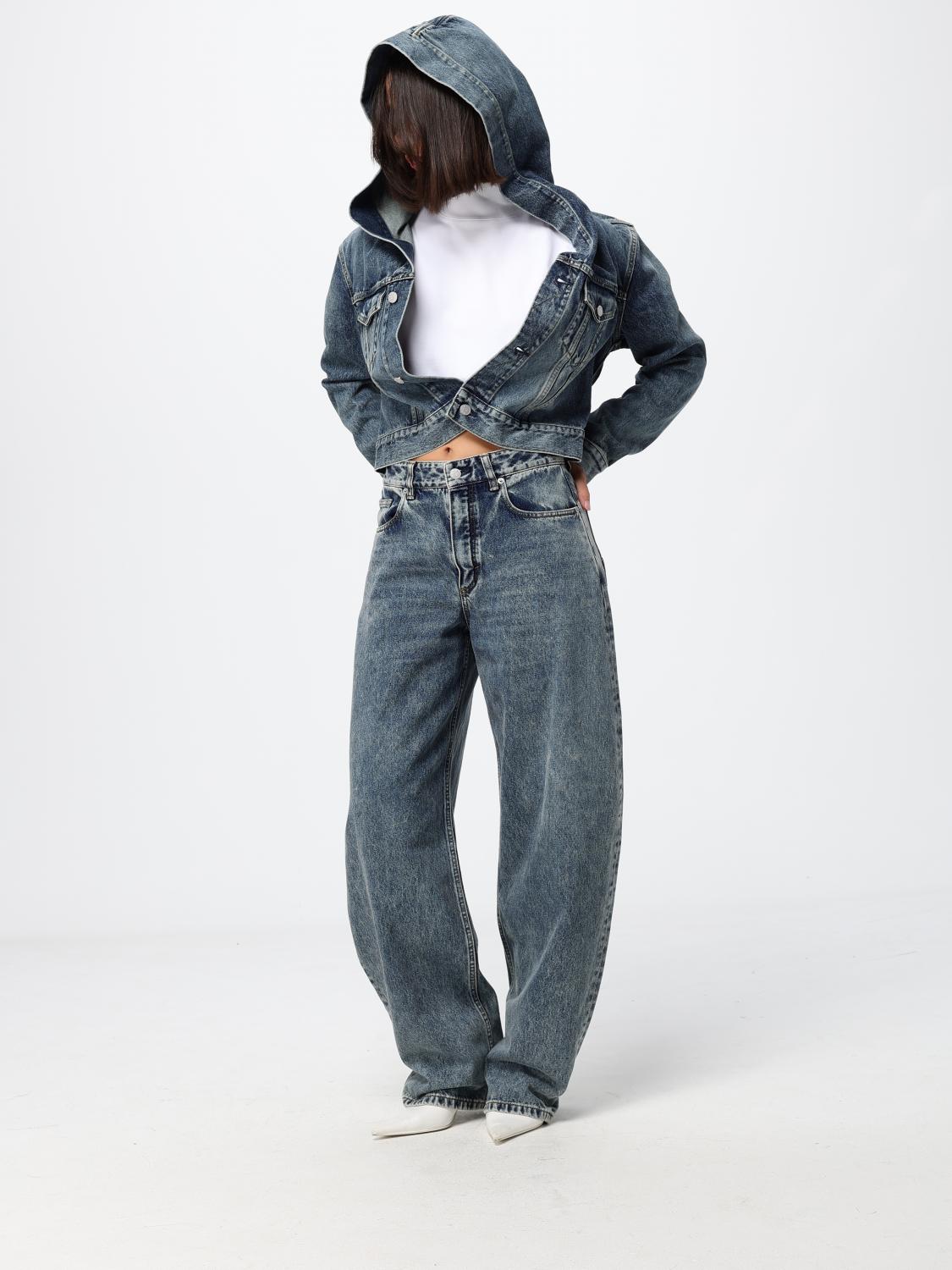 AlaiA Women Cropped Hooded Denim Jacket Alaia In Bleached Denim ALAIA