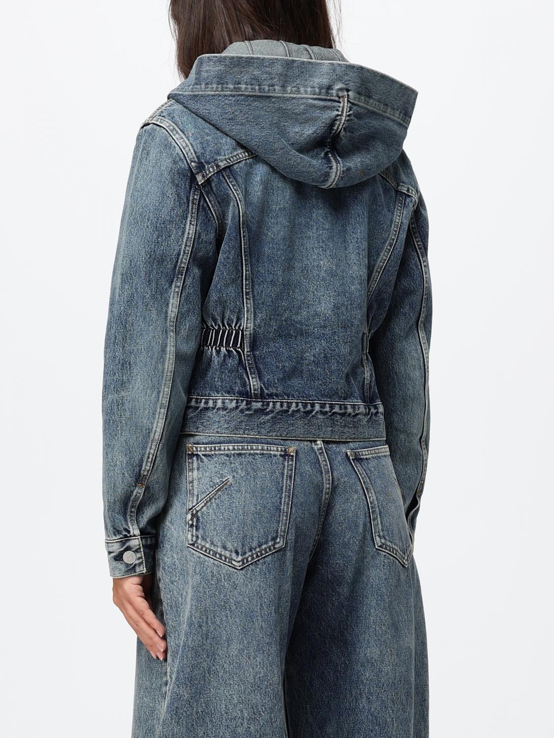 AlaiA Women Cropped Hooded Denim Jacket Alaia In Bleached Denim ALAIA