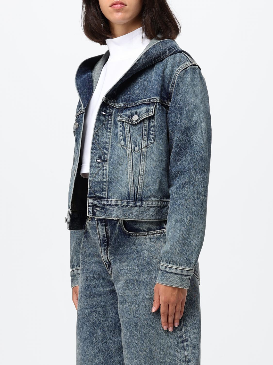 AlaiA Women Cropped Hooded Denim Jacket Alaia In Bleached Denim ALAIA