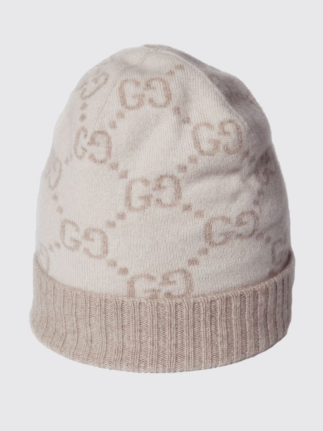 Gucci Women Gucci Gg Monogram Pure Cashmere Beanie With Cuff GUCCI