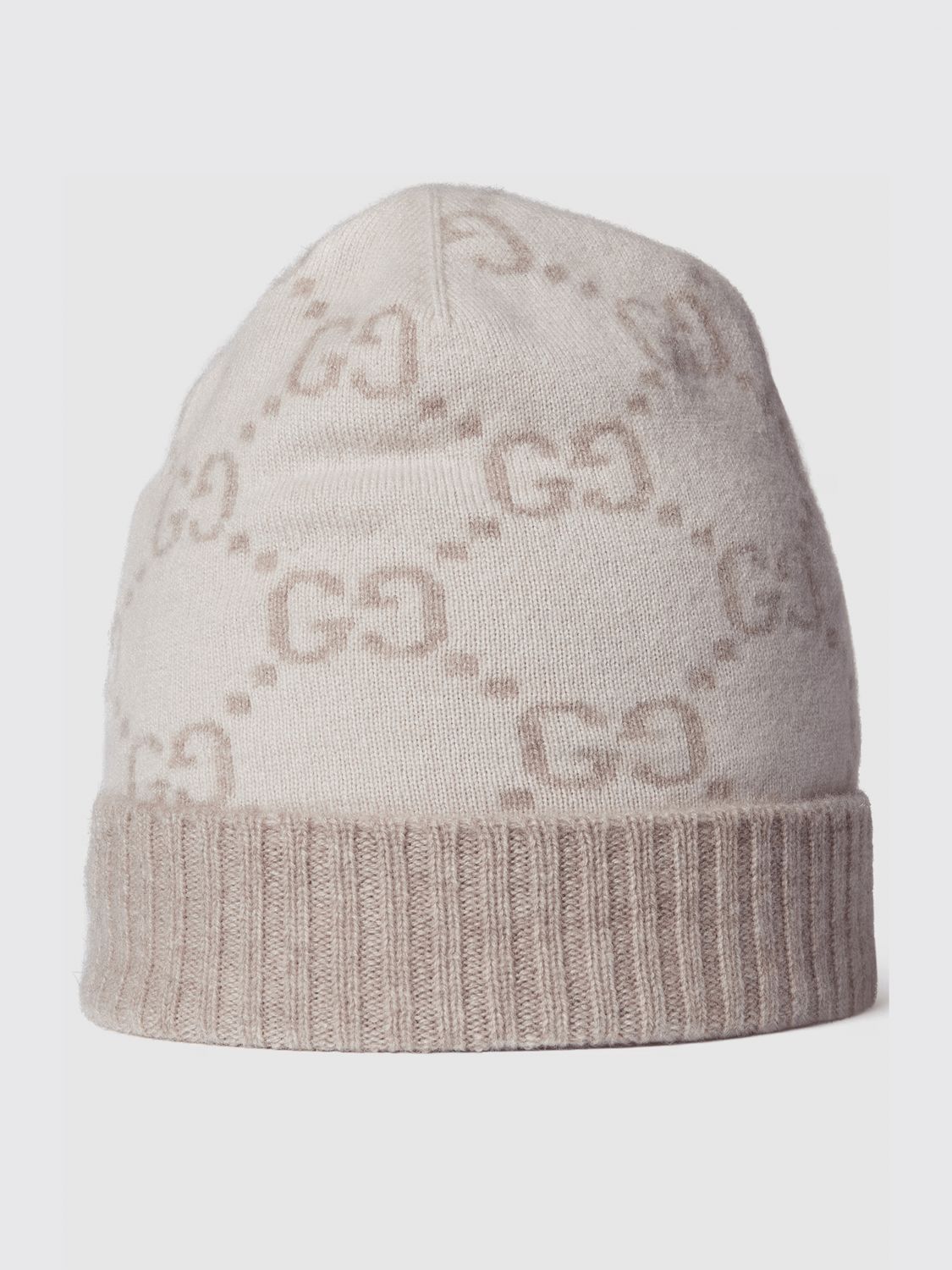 Gucci Women Gucci Gg Monogram Pure Cashmere Beanie With Cuff GUCCI