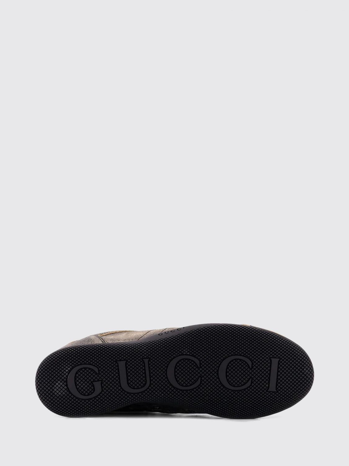 Gucci Women Gucci Shift Trainers In Aged-Effect Leather With Bicolour Web Detail GUCCI