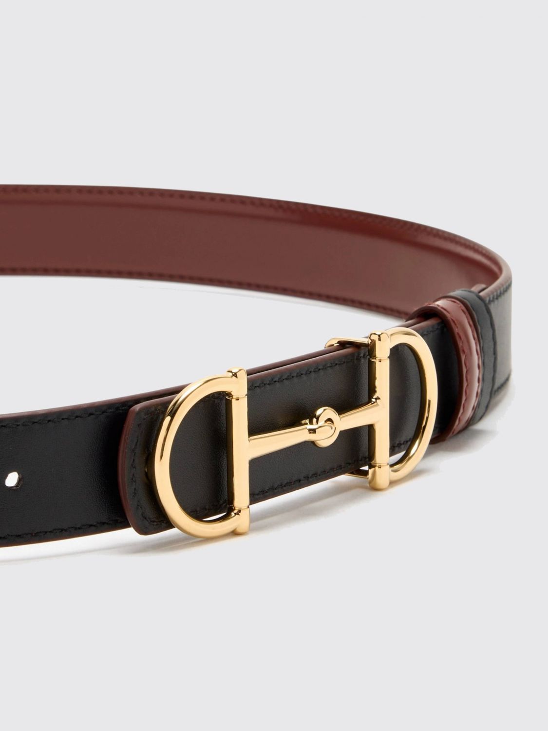 Gucci Women Gucci Horsebit Reversible Leather Belt With Clamp GUCCI