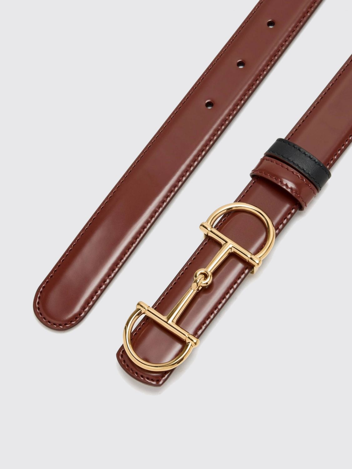 Gucci Women Gucci Horsebit Reversible Leather Belt With Clamp GUCCI