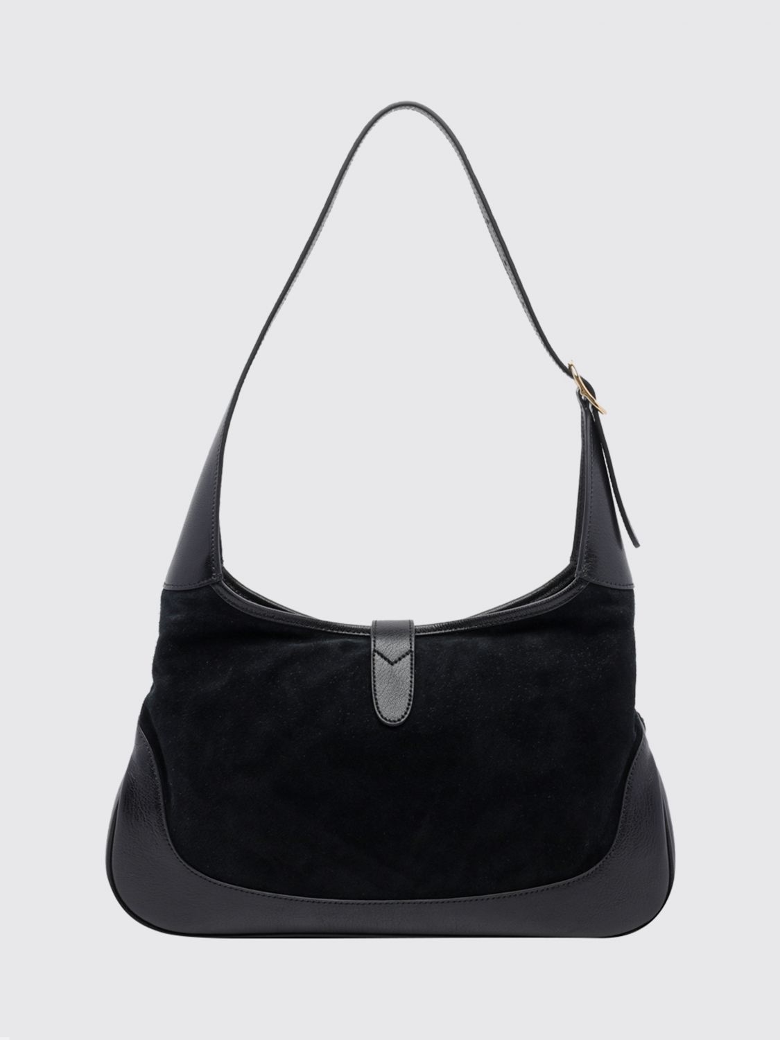 Gucci Women Jackie 1961 Medium Grained Leather Shoulder Bag Gucci With Piston Closure GUCCI