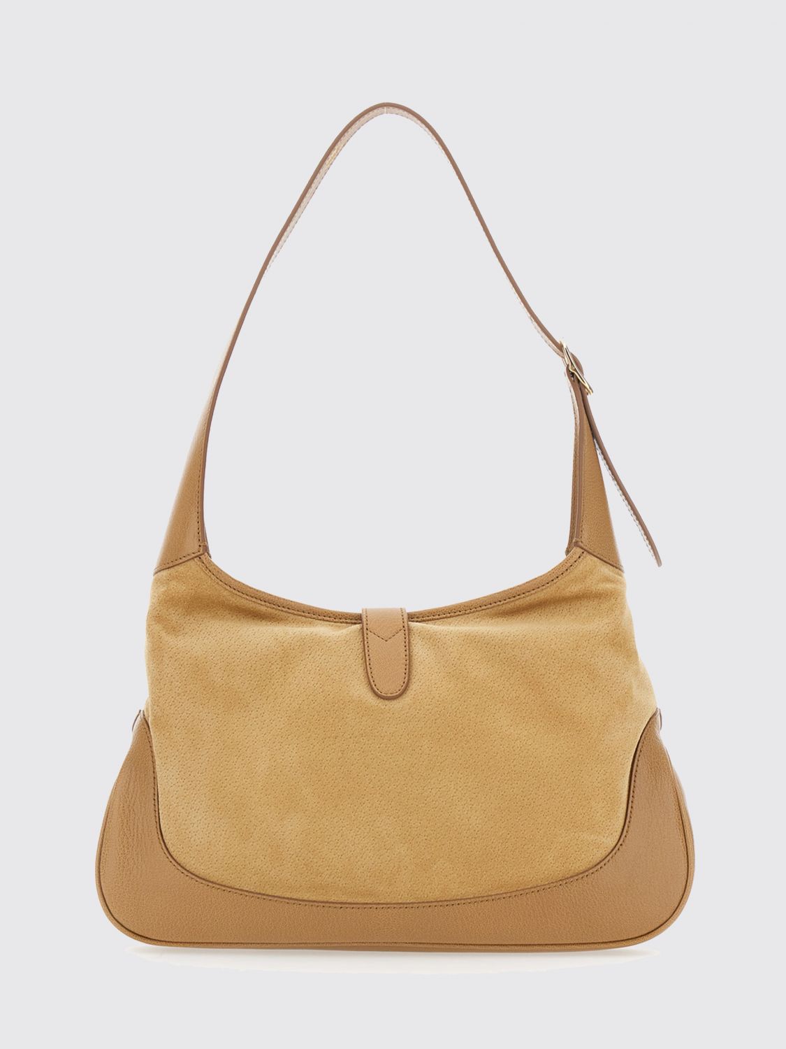 Gucci Women Jackie 1961 Medium Grained Leather Shoulder Bag Gucci With Piston Closure GUCCI