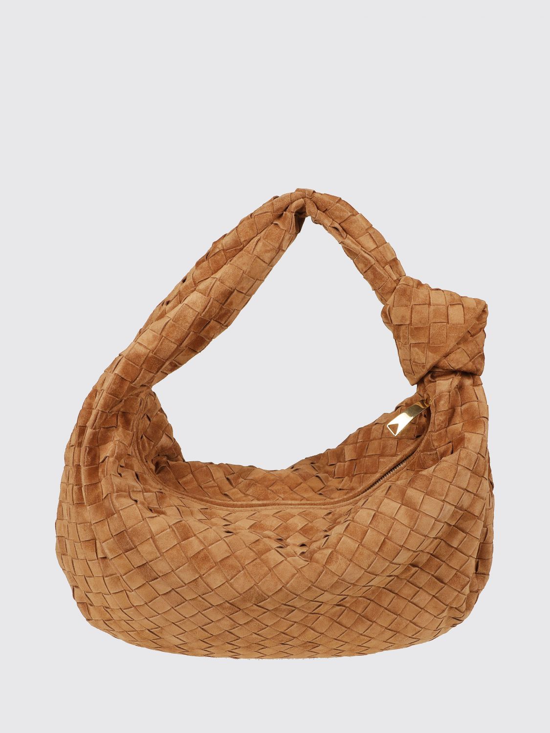 Bottega Veneta Women Bottega Veneta Jodie Woven Suede Shoulder Bag With Knotted Handle BOTTEGA VENETA