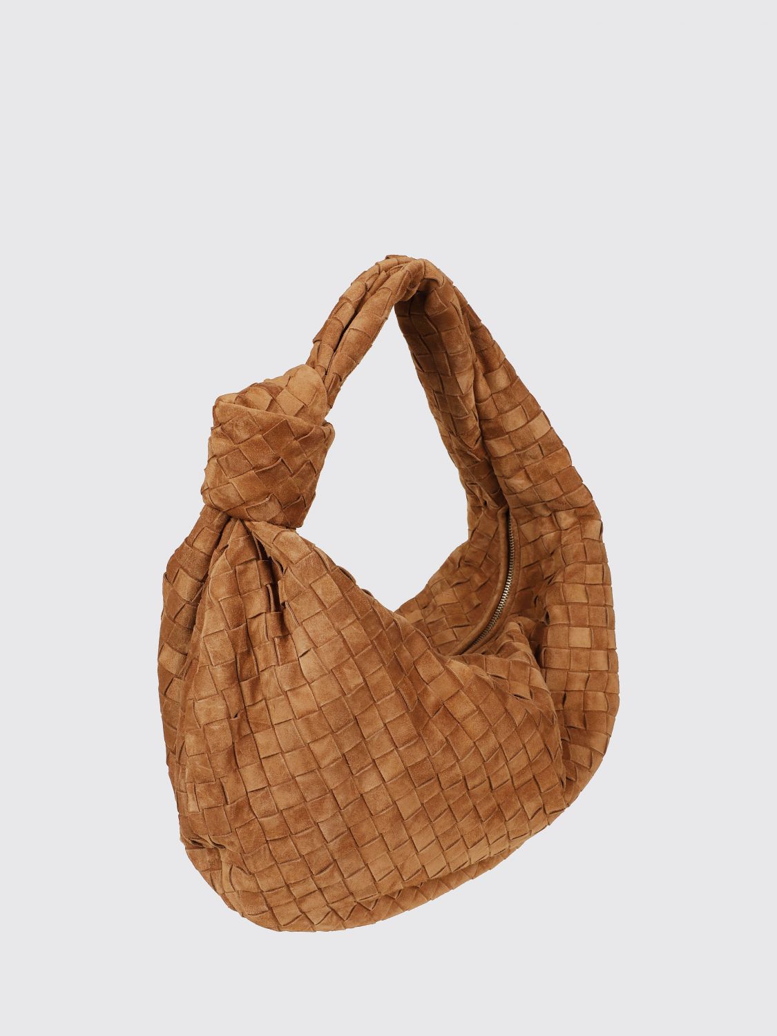Bottega Veneta Women Bottega Veneta Jodie Woven Suede Shoulder Bag With Knotted Handle BOTTEGA VENETA