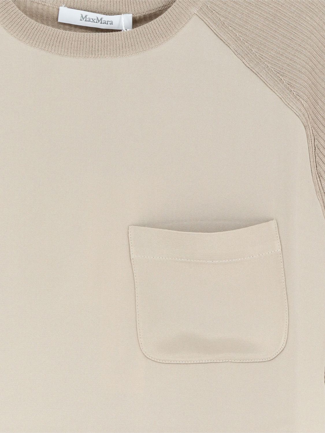 Max Mara Women Max Mara Silk And Cashmere Crewneck T-Shirt With Patch Pocket MAX MARA