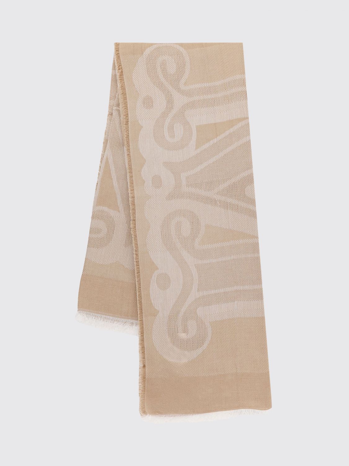 Max Mara Senior Linen And Cotton Blend Scarf With Jacquard Logo MAX MARA