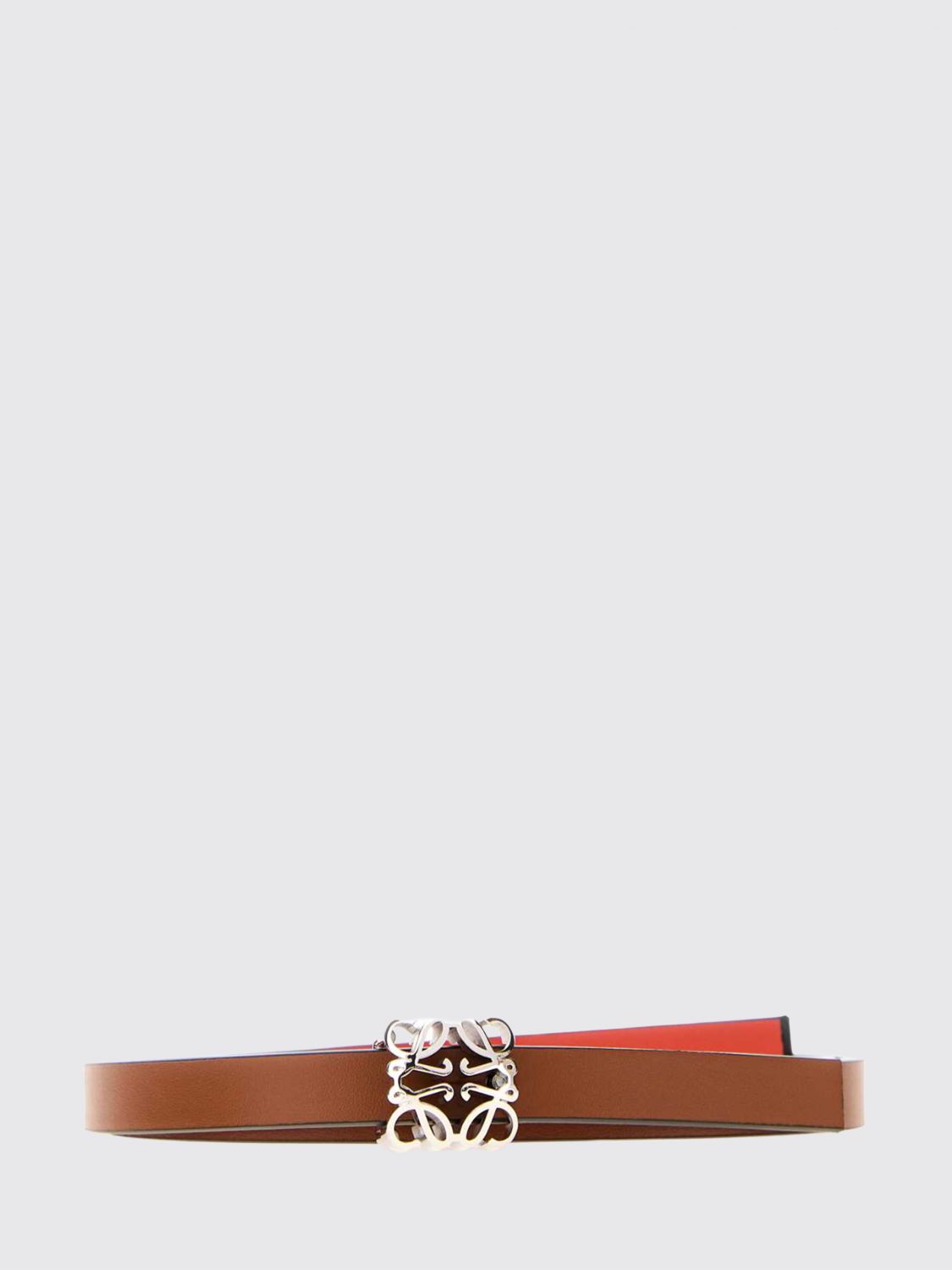 Loewe Women Loewe Anagram Thin Calfskin Leather Belt With Gold Monogram Buckle LOEWE